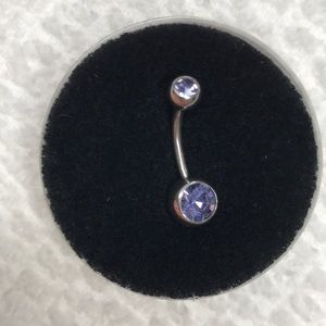 Purple Crystal stainless Belly button stud ring